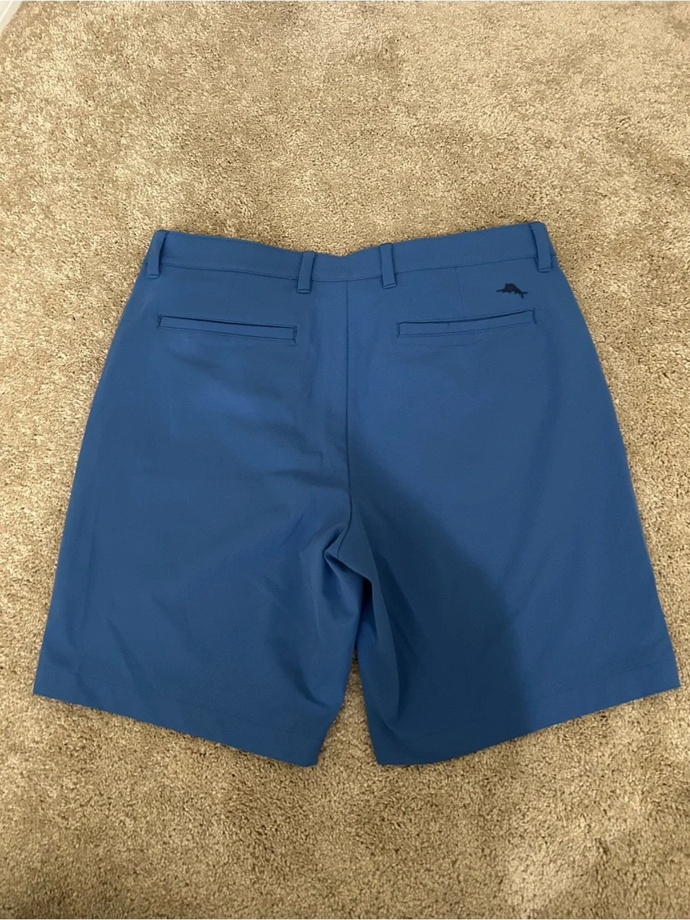 Tommy Bahama Slate Blue Flat-Front Performance Shorts - Picture 2 of 3